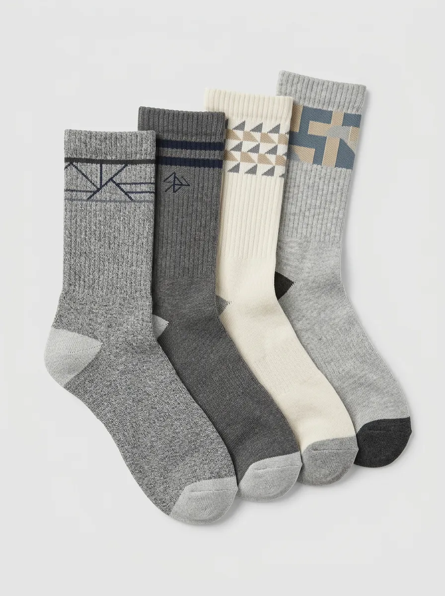 Everyday Geometric Crew Design Men's Four Pair Socks