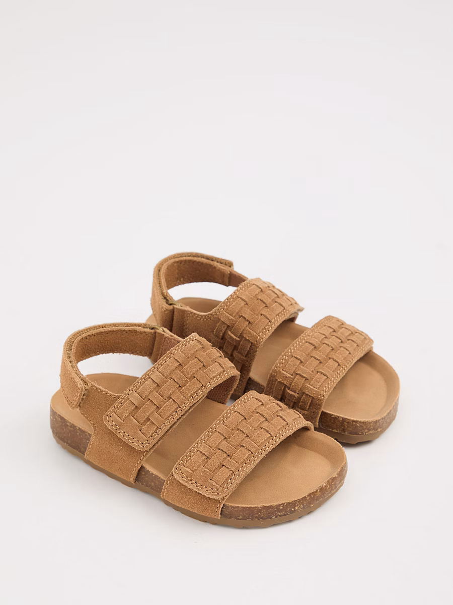 Tan Woven Plaited Double Strap Sandals detail 2