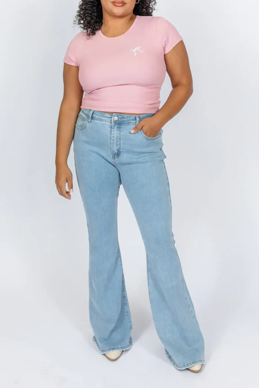 Comfortable Light Wash Stretchy Flare Jeans