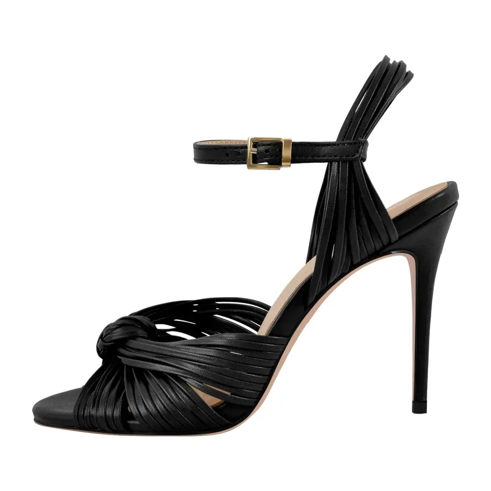 Round Toe Buckle Strap Stiletto Sandals