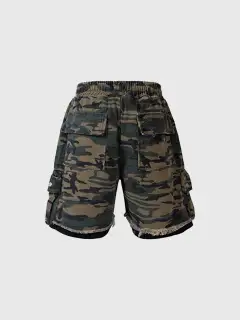 Camouflage Frayed Shorts