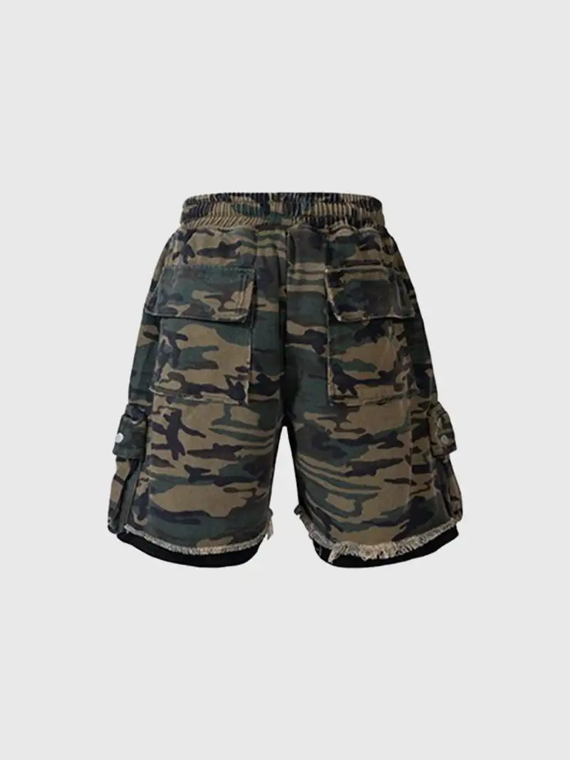 Camouflage Frayed Shorts