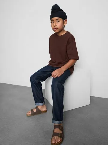 7-15yrs | Pure Cotton Stripe Textured T-Shirt