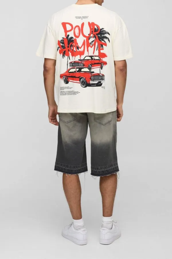 Oversized Pour Homme Drip Palm Racing T-Shirt Cotton Daily