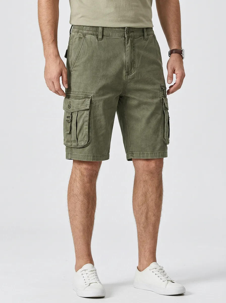 Men's Linen Blend Utility Cargo Shorts for Adventure Outfits for Weekend Outfits