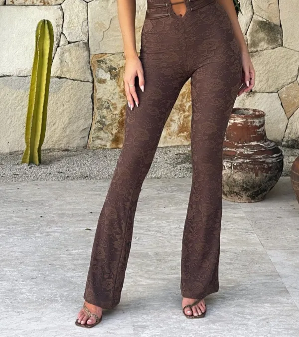 Mocha Lace Mesh Halter Jumpsuit