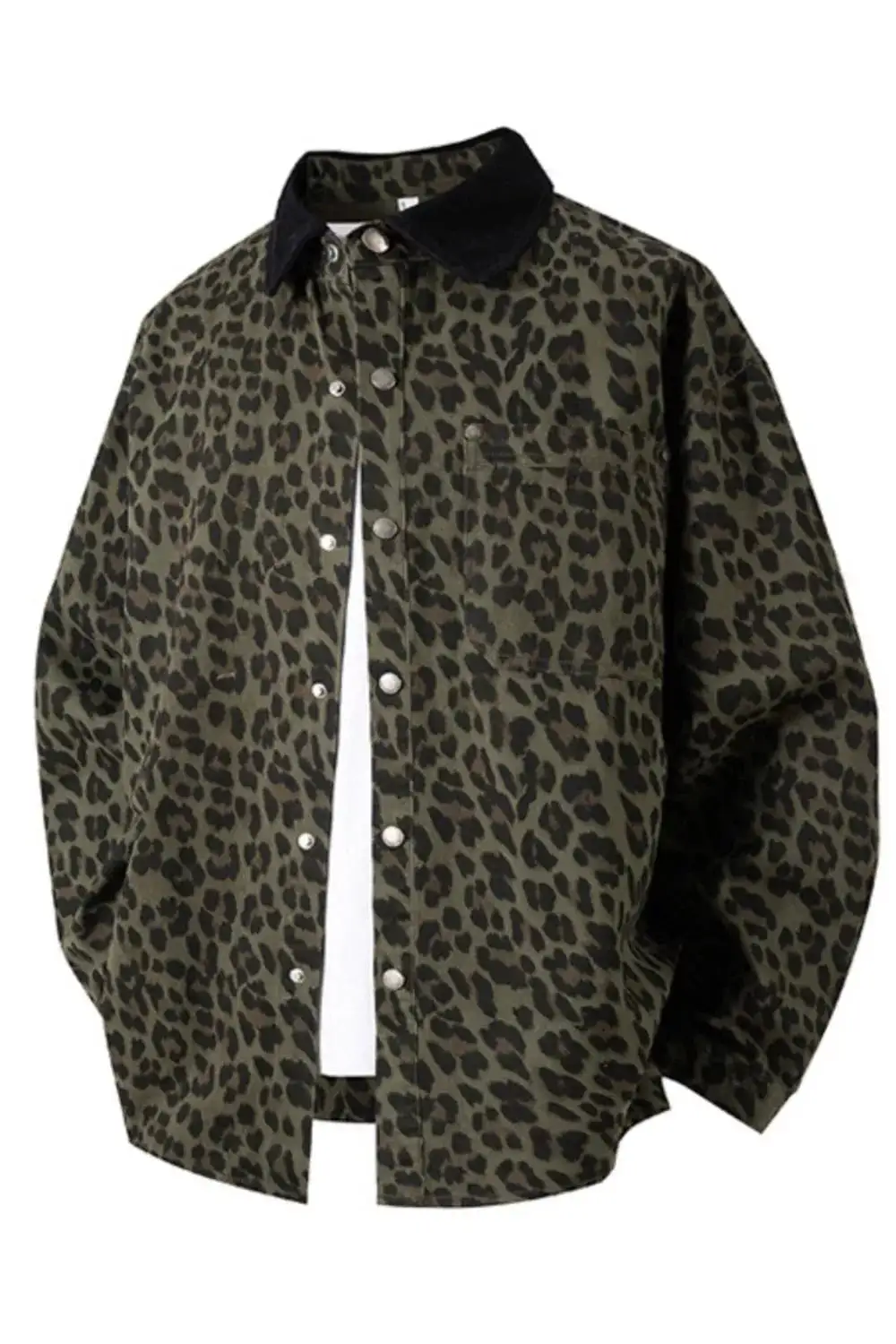 Snap Down Leopard Print Shirt