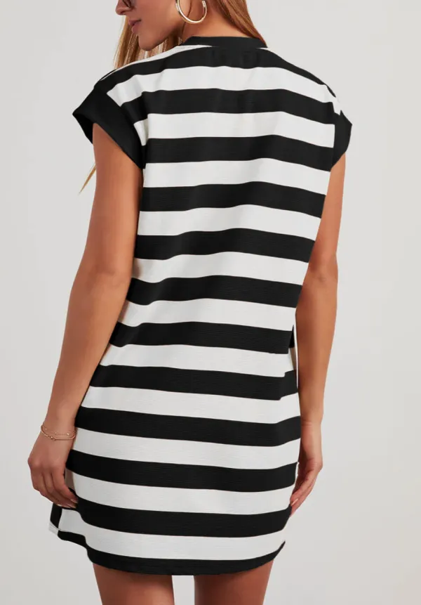 Women's Striped Shift T Shirt Top Dress