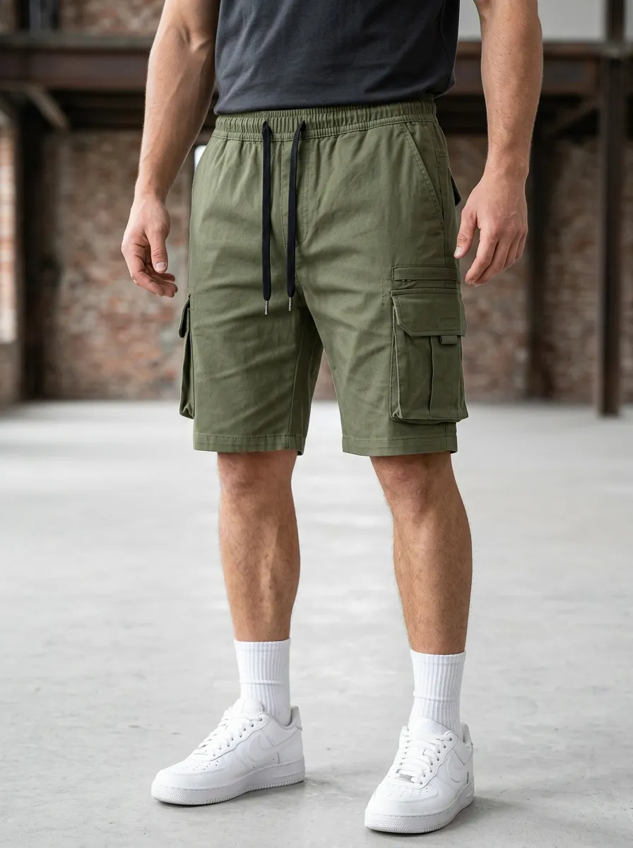 Adventure-Look Pocketed Drawstring Utility Cargo Shorts