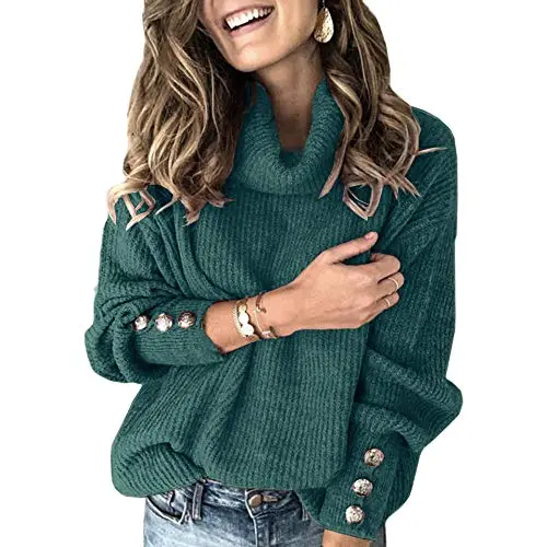 Women's Oversized Turtleneck Chunky Pullover Sweaters Cowl Neck Long Sleeve Winter Slouchy Loose Knit Sweaters