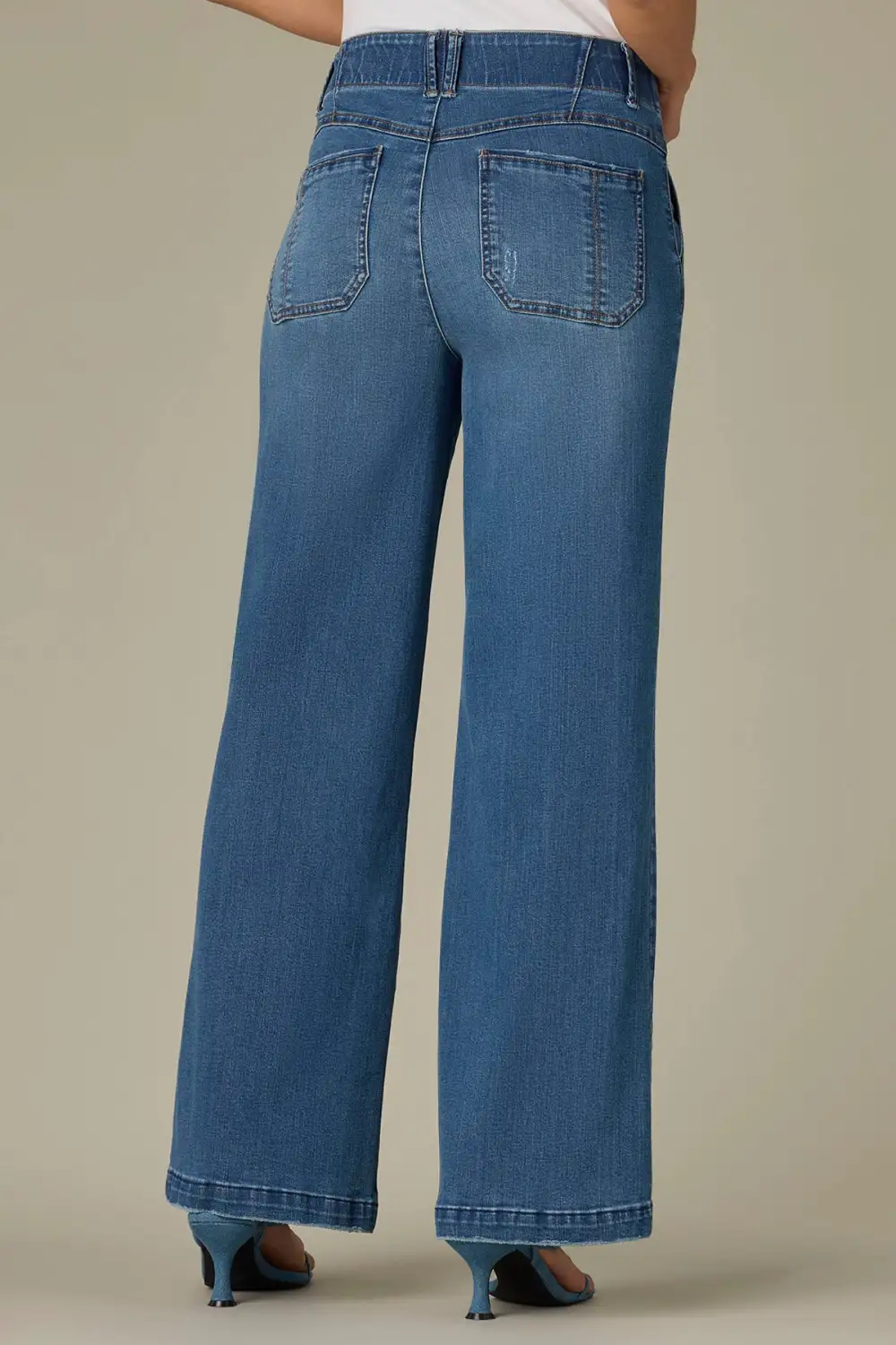   Center Front Seam Petite Wide Leg Jeans