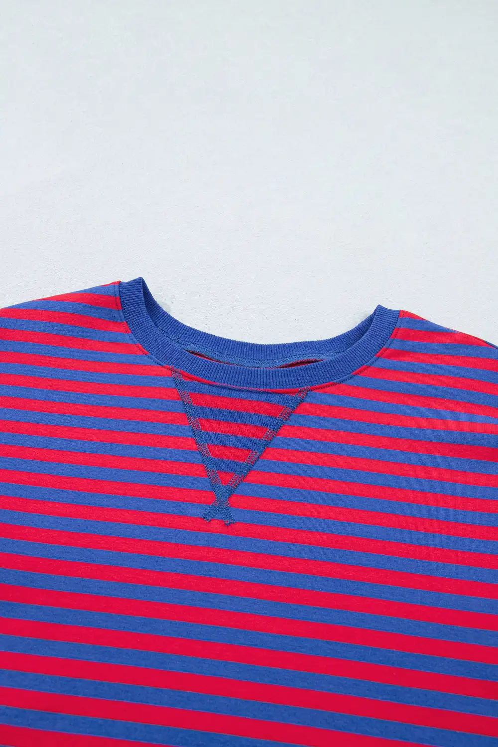 Women's Striped Ribbed Cotton Two-piece Short Set with Chest Patch Detail
