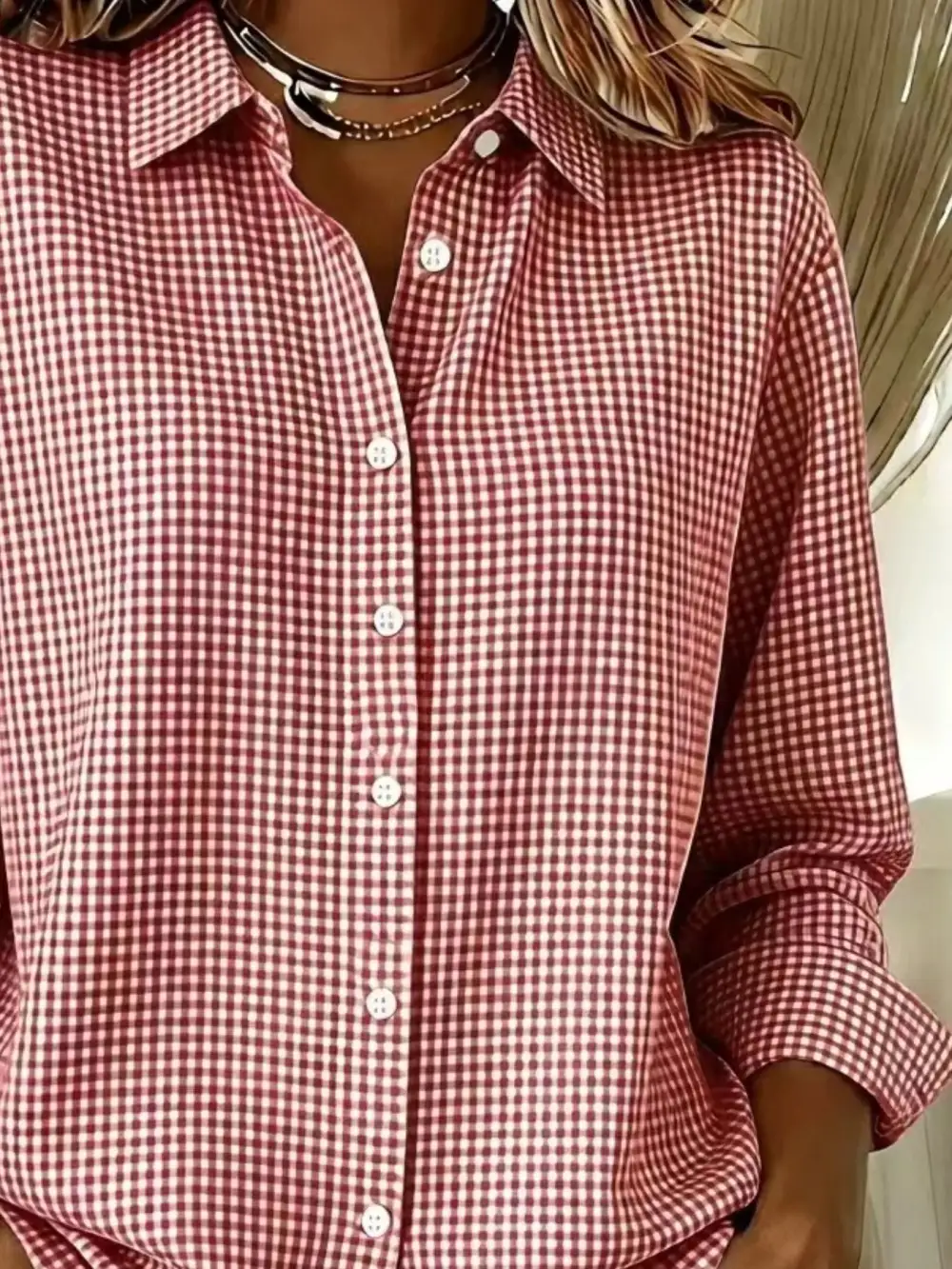 Button-up Long Sleeve Plaid Shirt