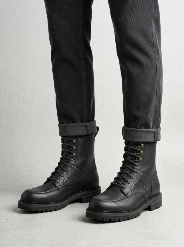 Cross Pattern Embossed Work Boots