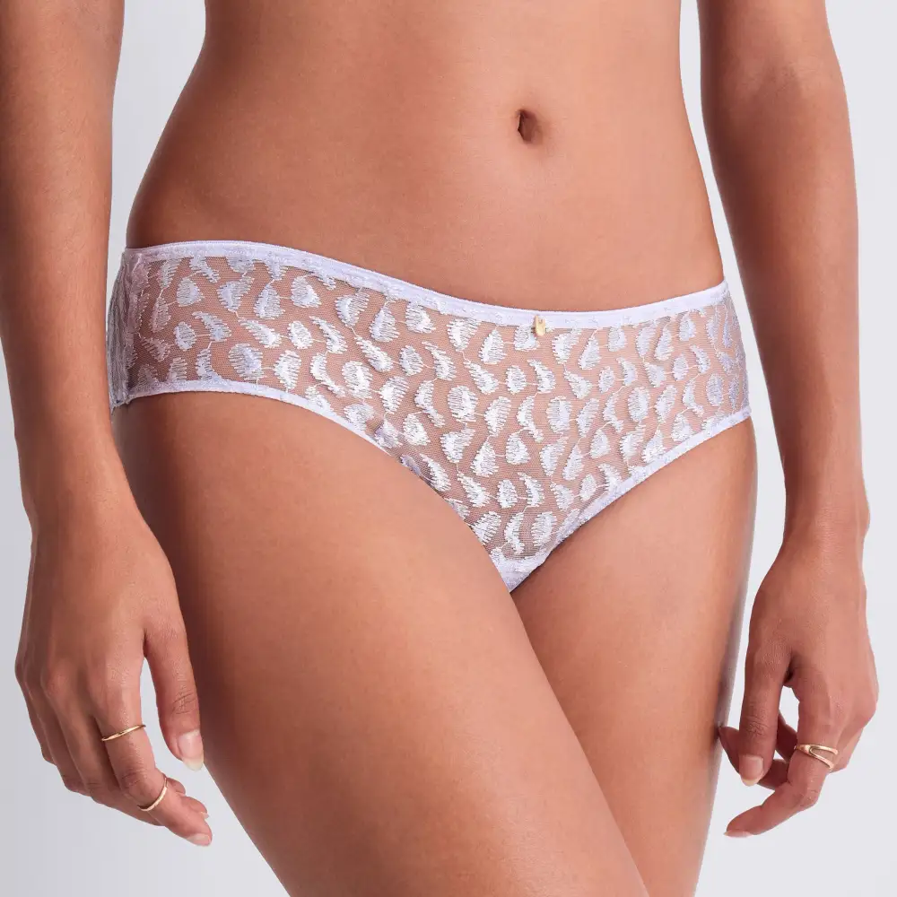 Women's Elastic Waistband Cotton Gusset Embroidery Cotton Cutout Detail Shimmer Detail Stretch Fit Boxer Panty