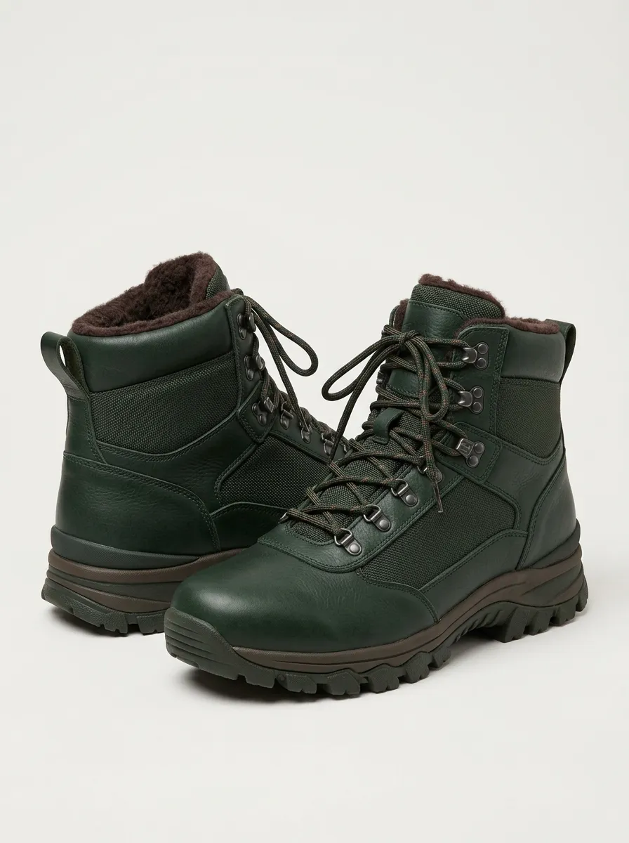 Men's Faux-Fur-Lined Outdoor Work Boots