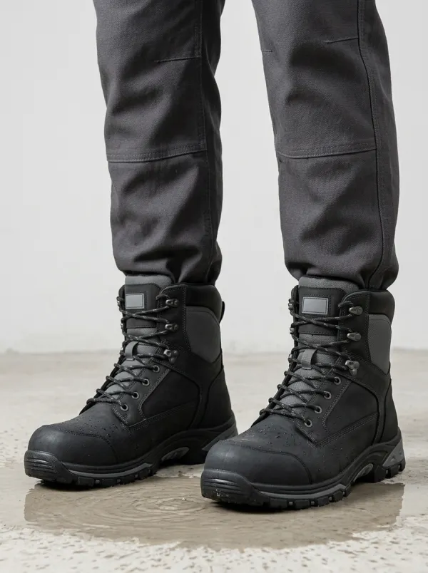 Men's Rugged Waterproof Construction Graphic Detail Work Boots