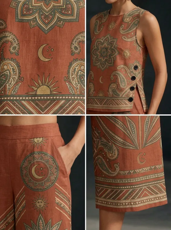 Women's Bohemian Mandala Paisley Printed Sleeveless Set