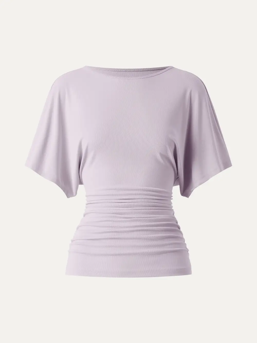Boatneck Batwing Sleeve Side Ruched Top