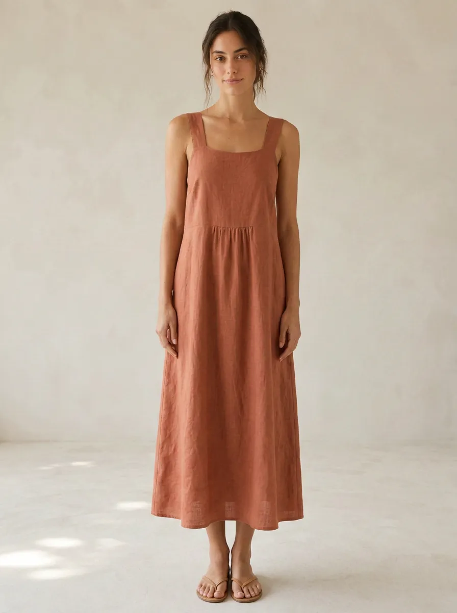 Women's Breezy Casual Linen Backless Dress