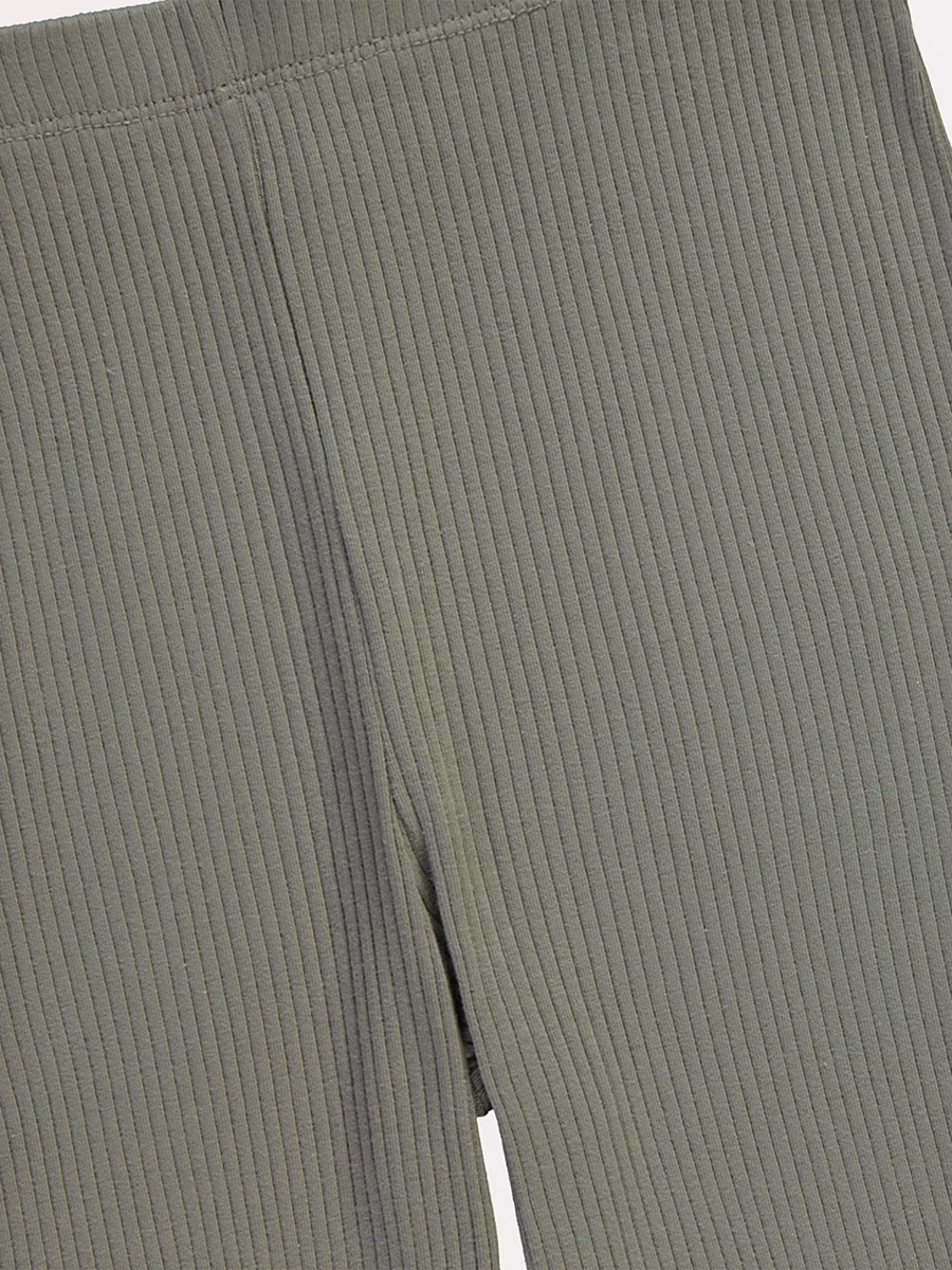 Khaki Green Ribbed Kick Flare Leggings detail 1