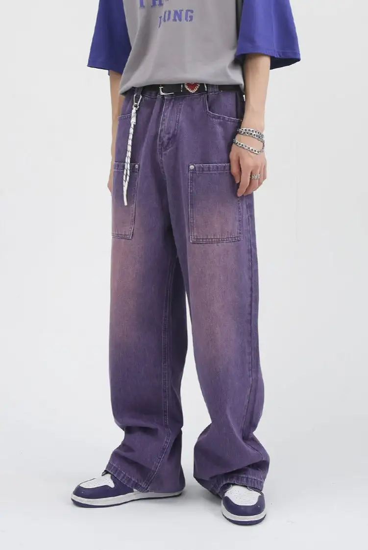 Wide Leg Carpenter Jeans With Front Utility Pockets