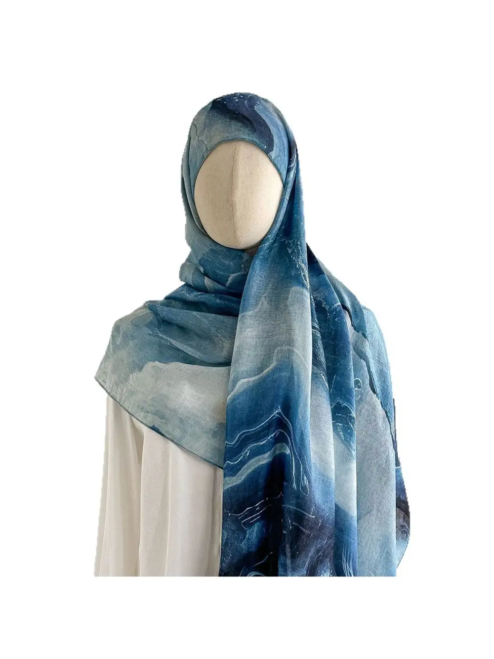 Elegant Marbled Print Summer Wrap Scarf