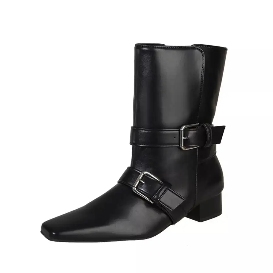 Square Toe Block Heels Boots