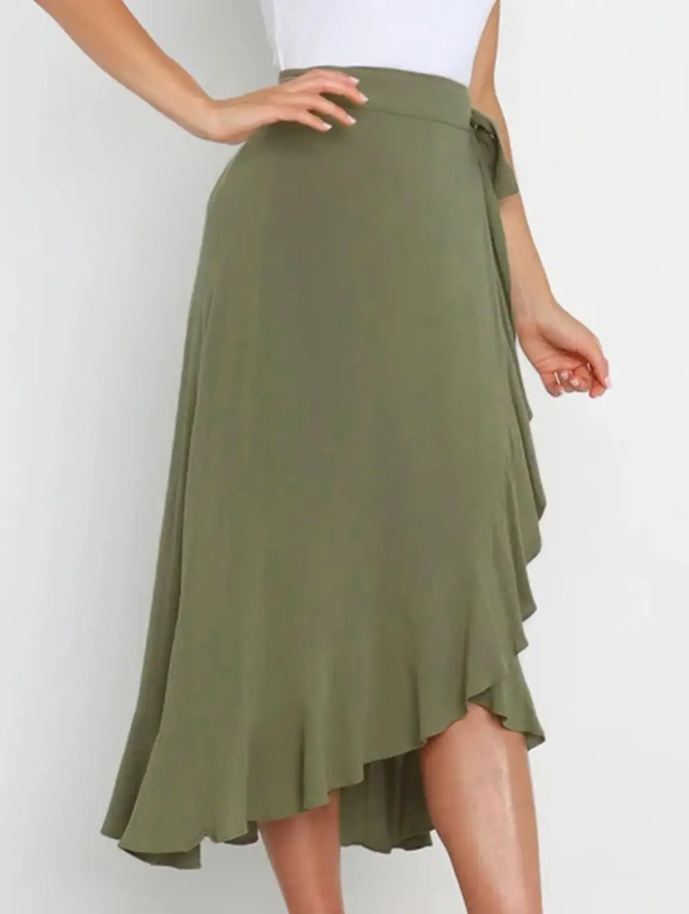 Tie Waist Irregular Skirt