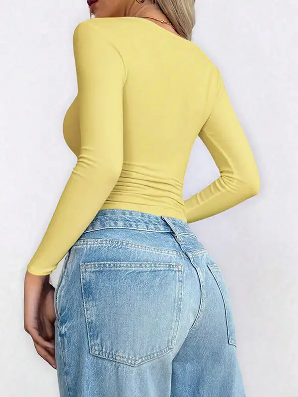Long Sleeve Slim Fit U-Neck T-Shirt