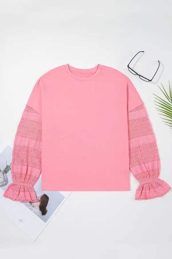 Relaxed Patchwork Lace Detail Drop Shoulder Sweatshirt