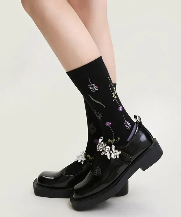 Versatile Jacquard Cotton Crew Socks