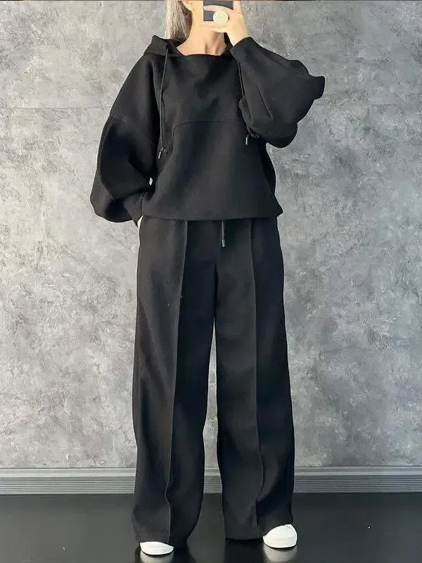 Women's Casual Hooded Solid Color Suit