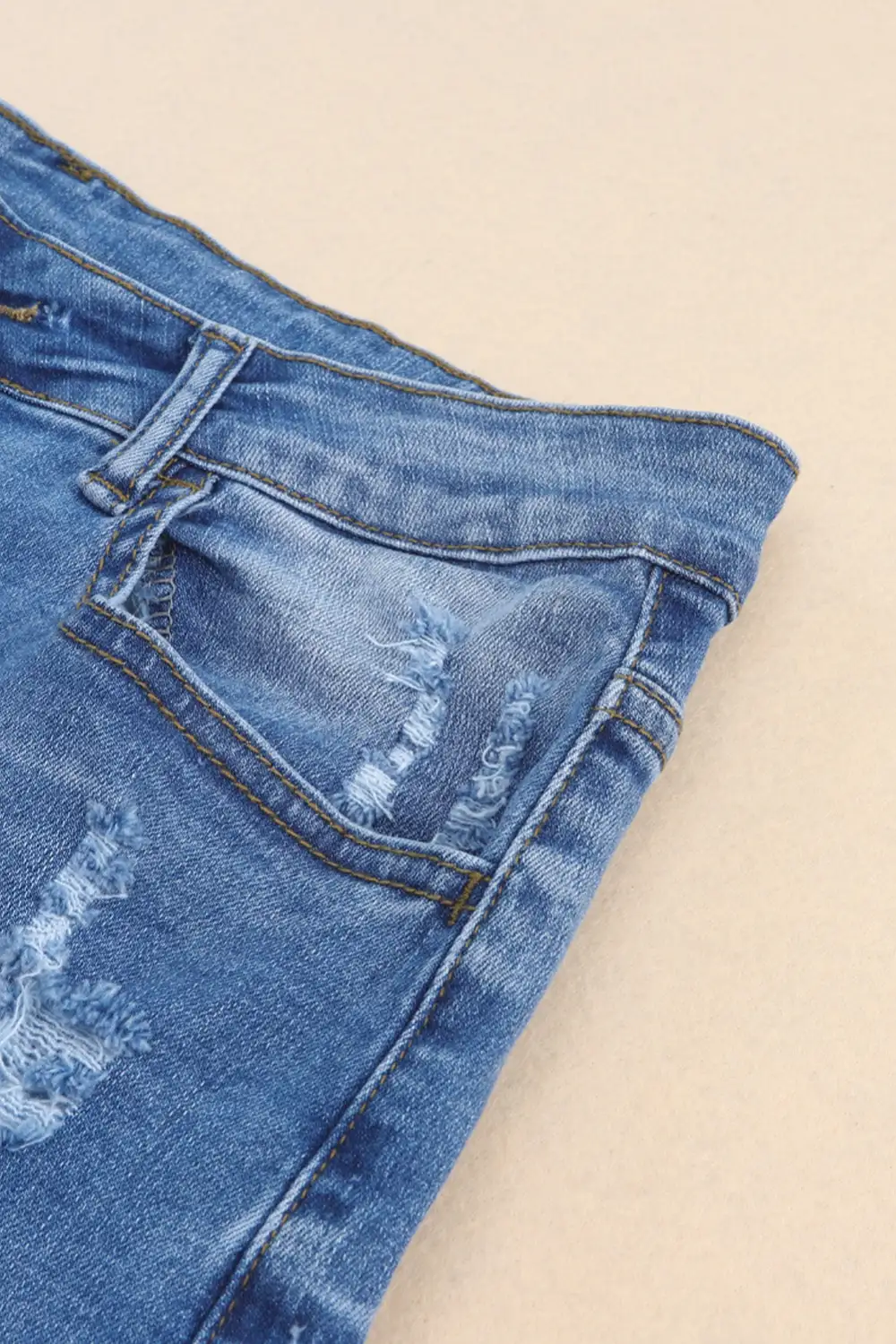 Sky Blue Vintage Distressed High Waist