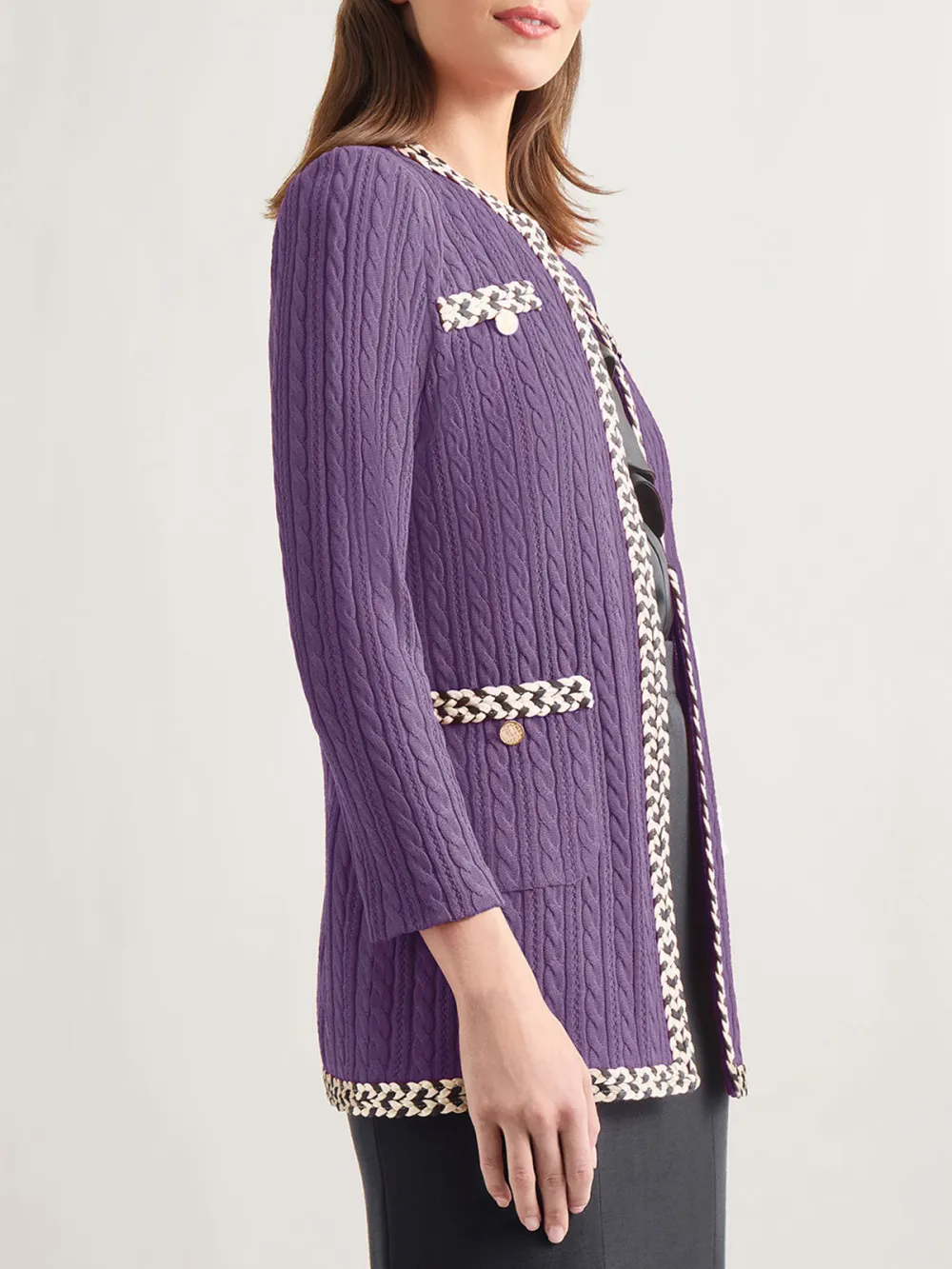 Contrast Colored Medium Length Jacket