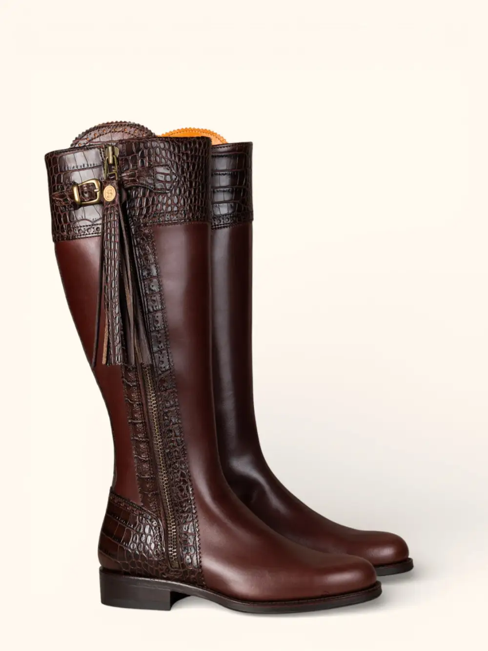 Understated Modern Mock Croc Tall Riding Boots