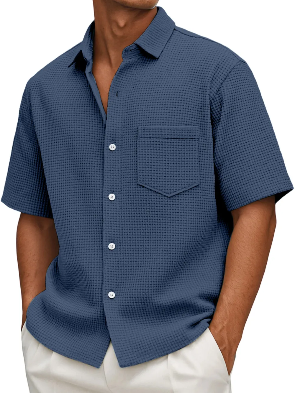 Everyday Textured Knit Button Front Shirt
