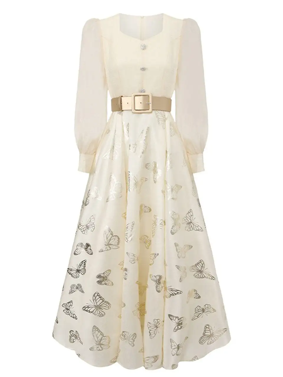 Butterfly Square Neck Maxi Dress
