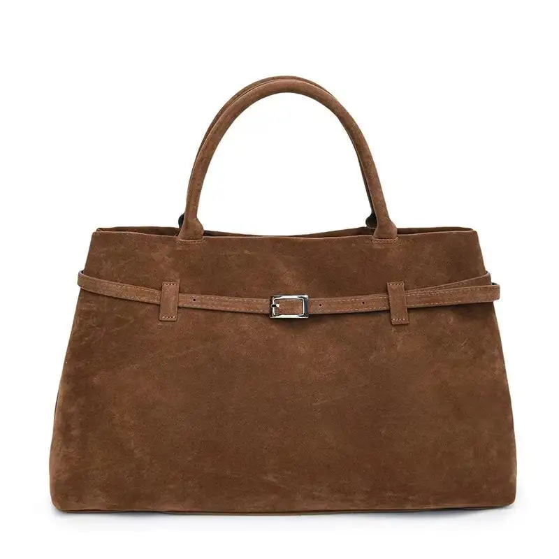 Suede Top Handle Tote Bag