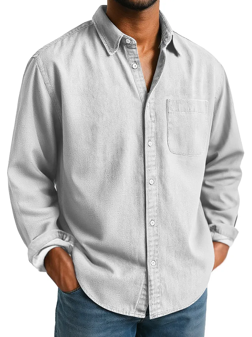 Everyday Long Sleeve Camp Collar Pocket Shirt