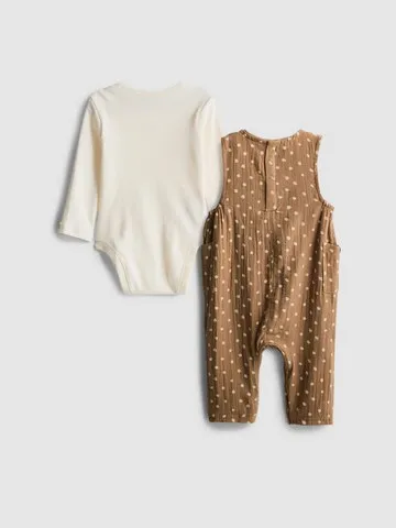 0-18mths | Long Sleeve Bodysuit and Dungarees Newborn Set