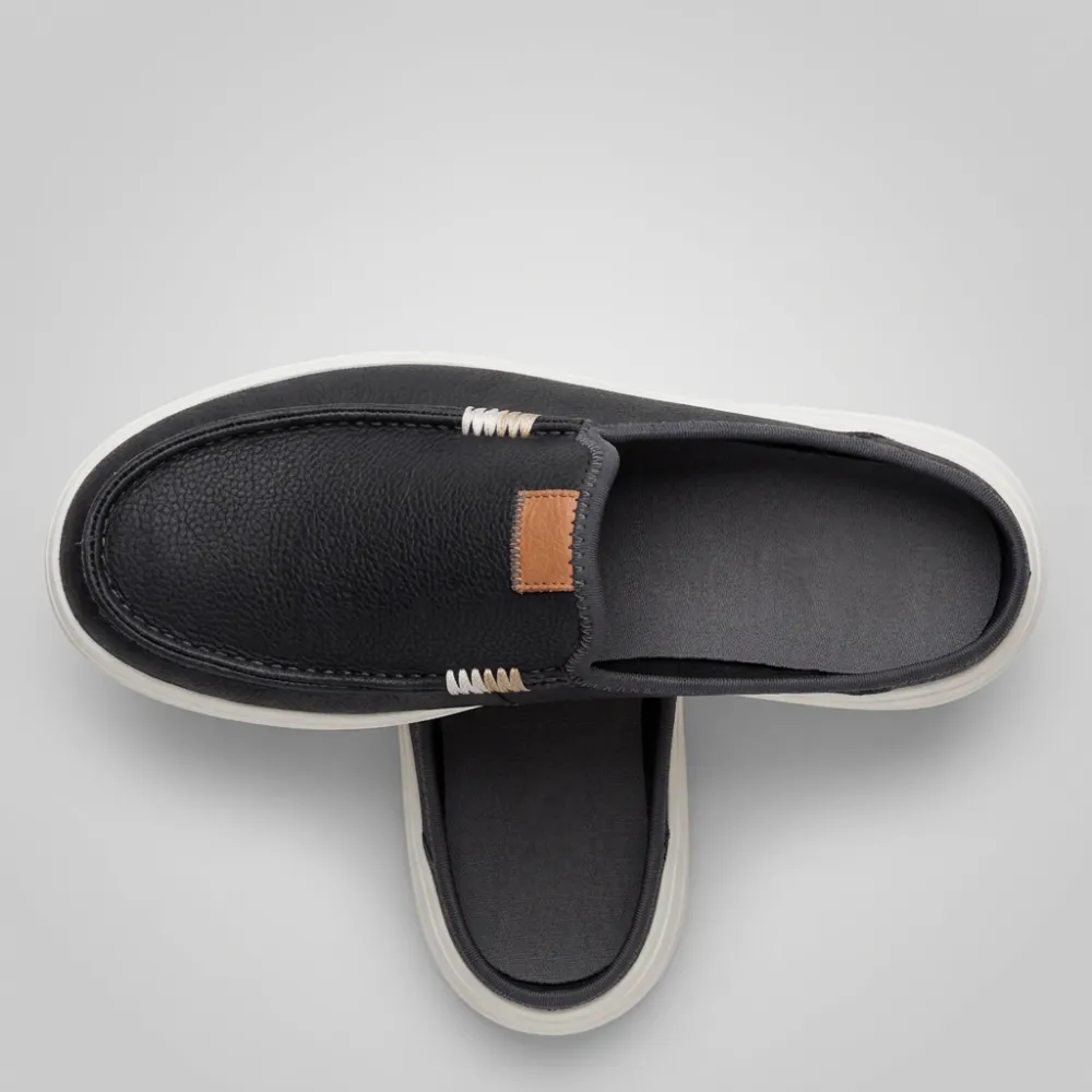 Platform Leather Slip On Mule Shoes For Women