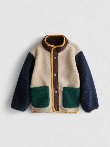 1-9yrs | Colour Block Borg Jacket