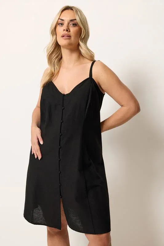 Black Linen Swing Dress