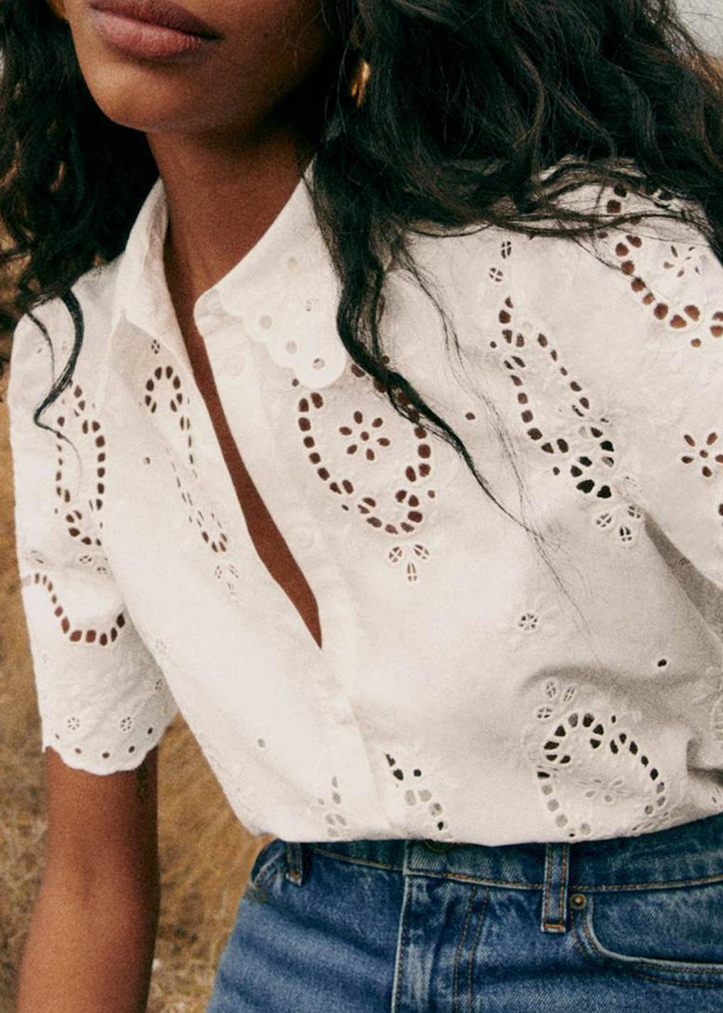 Short Sleeved Embroidered Shirt