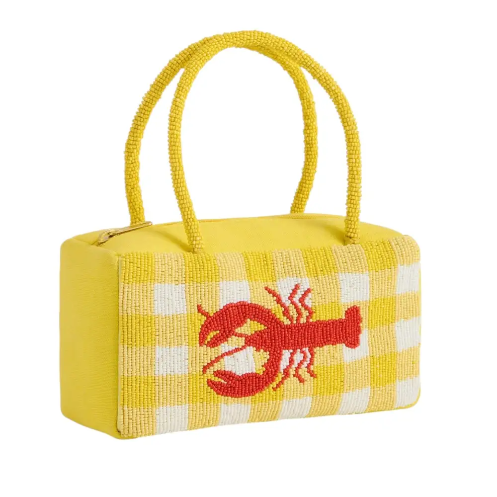 Beaded Lobster Mini Tote – Yellow