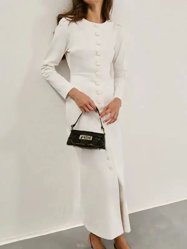 Layered Detail Long Sleeve Dress