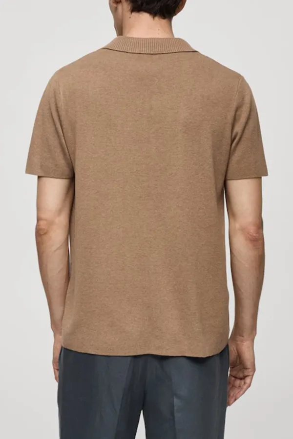 Textured Knitted Cotton Polo Shirt