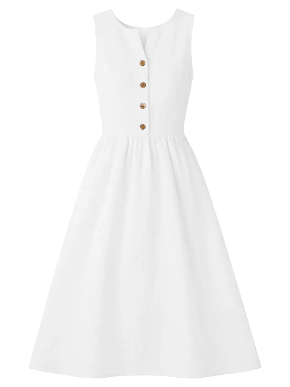 Sleeveless Button Front Flowy Midi Dress