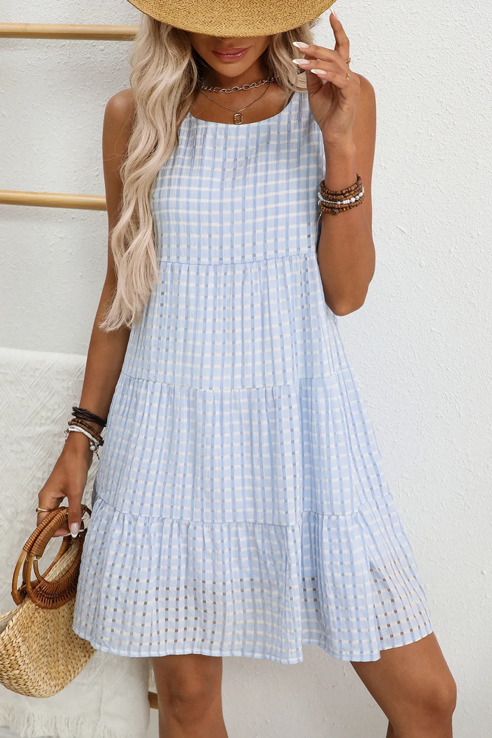 Subtle Tiered Tie Detail Mini Dress